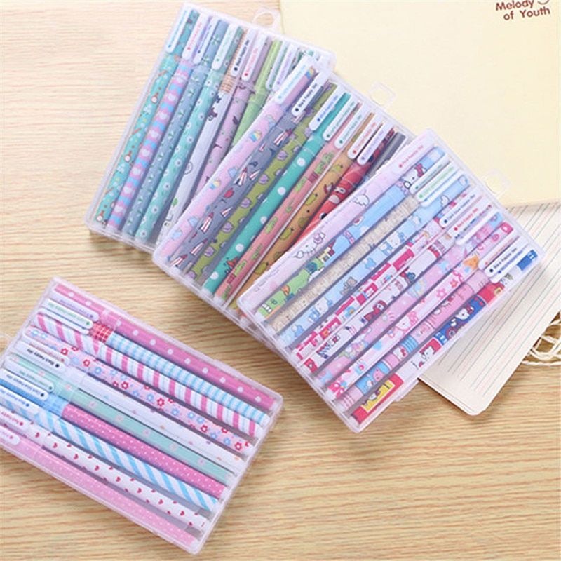 10pcs Kawaii Gel Pencils Set Cute 0.38mm Ink For Stationery