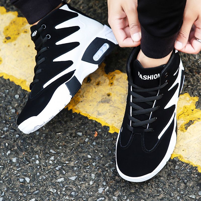 Mens Elegant Designer Athletic Ankle Sneakers- Black