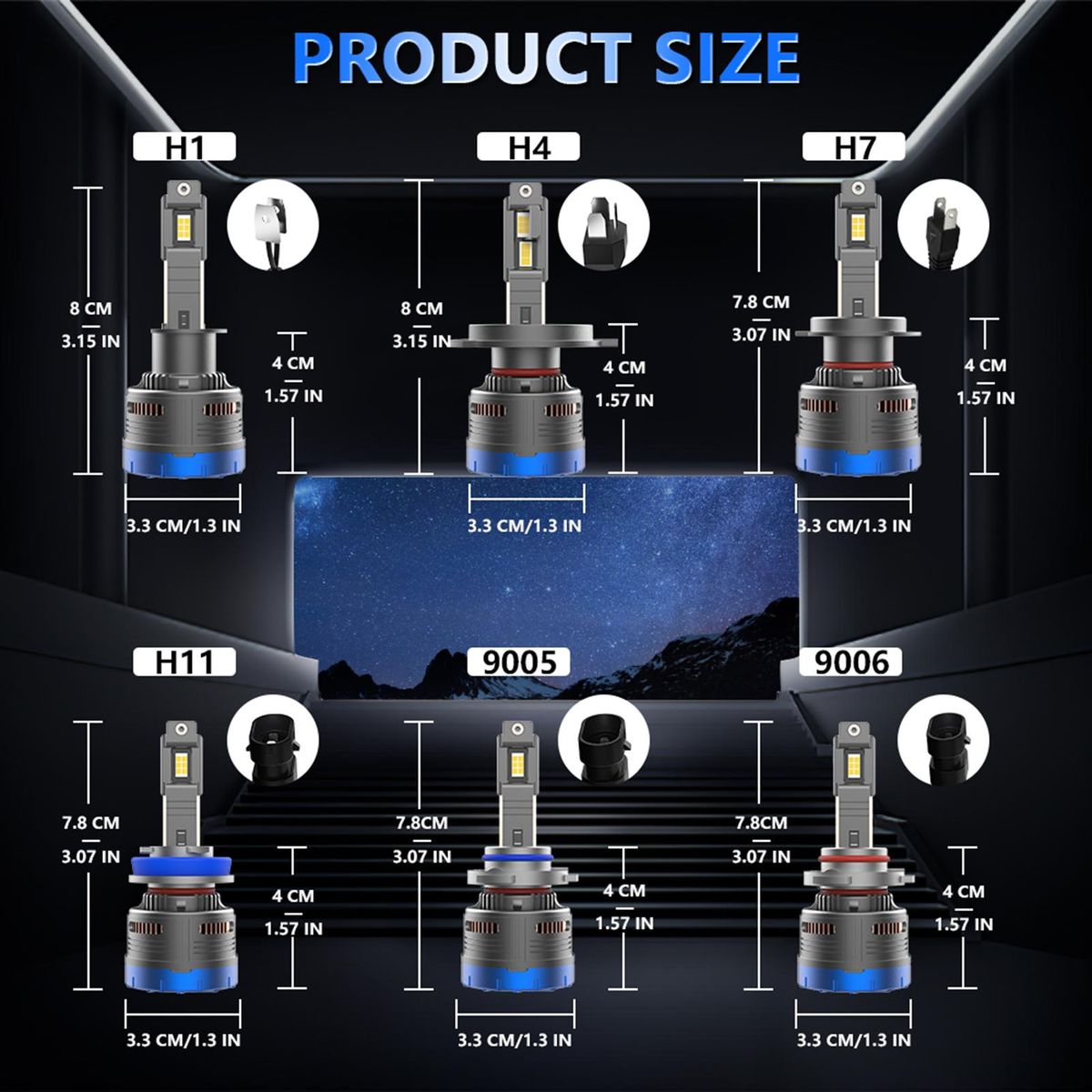 9006/HB4 LED Headlight Bulbs IP68 Waterproof Car LED Headlight Bulbs 6000K 600W 80000LM Bright LED Headlights, 2PCS