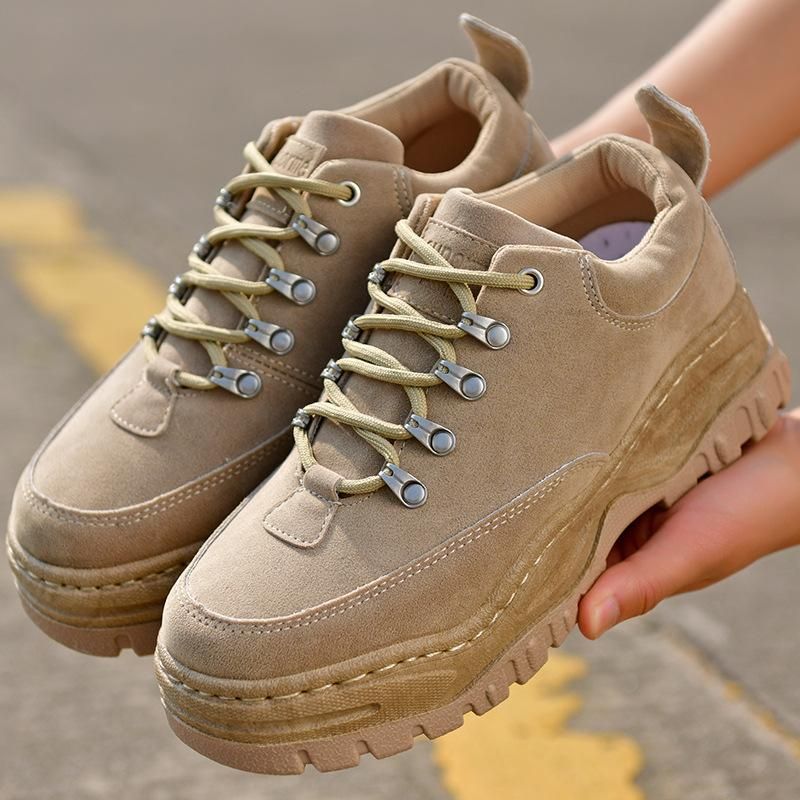 Men's Shoes Retro Men's Thick Soled Heightening Men's Shoes Khaki
