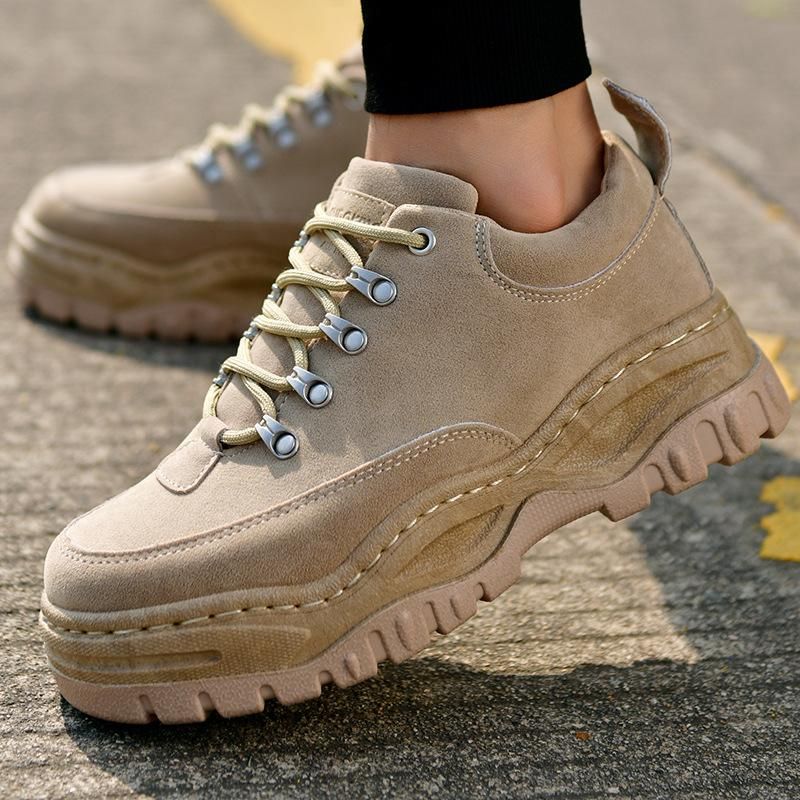 Men's Shoes Retro Men's Thick Soled Heightening Men's Shoes Khaki