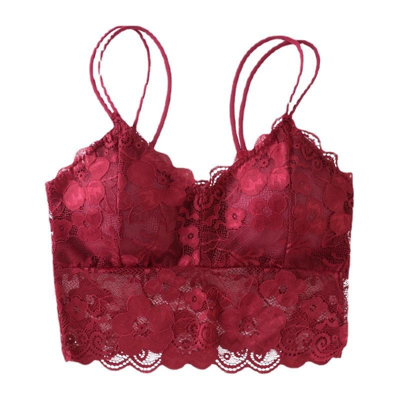 Lace Beautiful Back Double-Strap Chest-Wrapped Vest-Pink