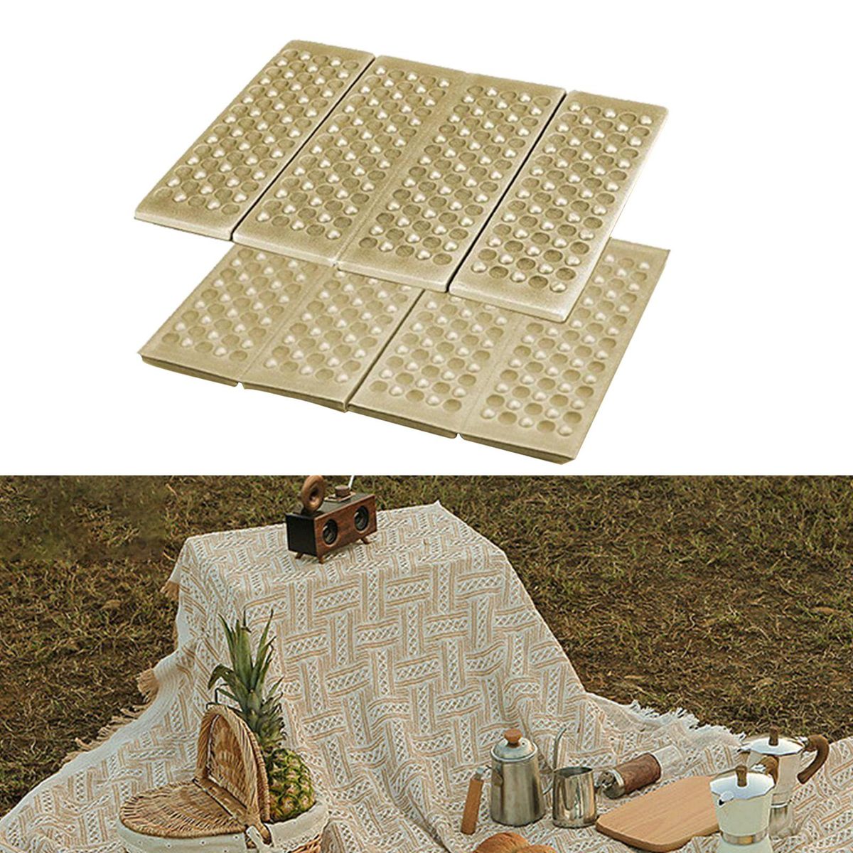 Camping Foam Pad Outdoor Seat Cushion Sitting Mats Blanket Khaki
