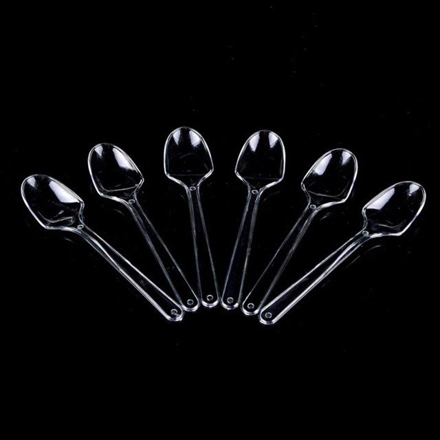 100pcs Plastic Transparent Multi Purpose/Party Feeding Spoon