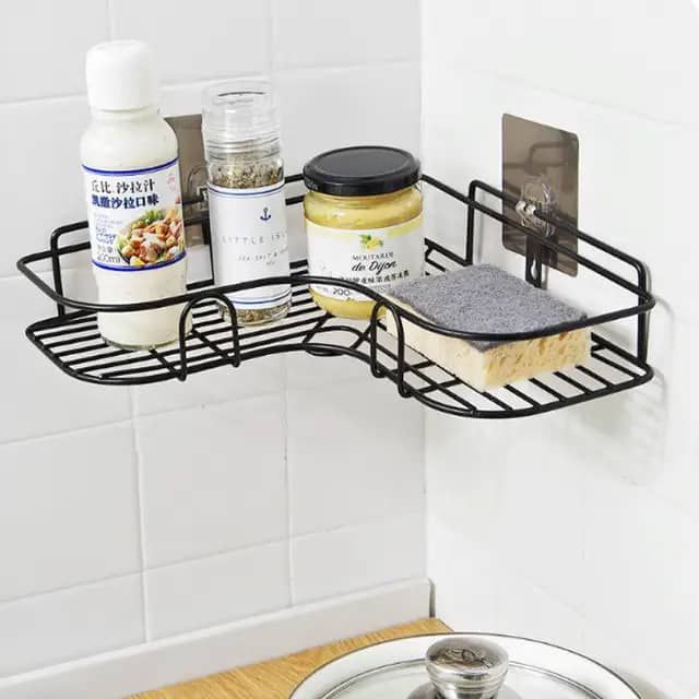 2 Pcs Wall Mounted Decorative Bathroom  Corner Caddy Shelf