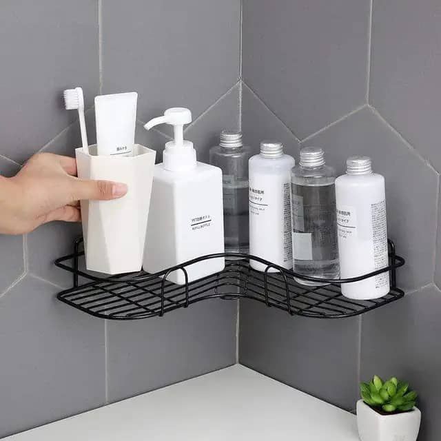 2 Pcs Wall Mounted Decorative Bathroom  Corner Caddy Shelf