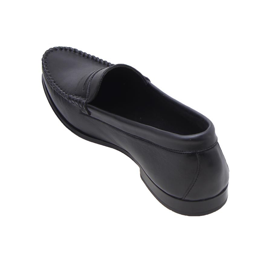 Belt Detail Leather Loafers - Black