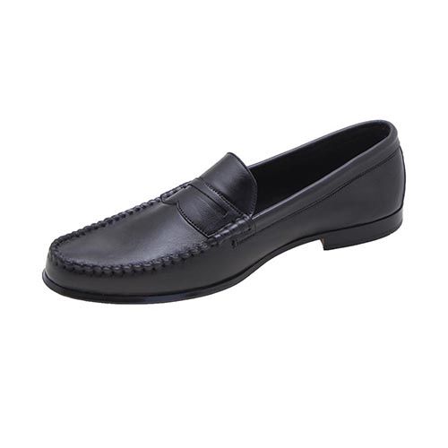 Belt Detail Leather Loafers - Black