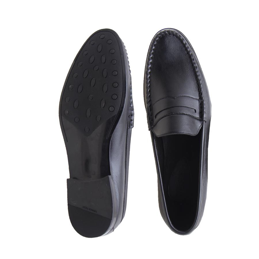 Belt Detail Leather Loafers - Black