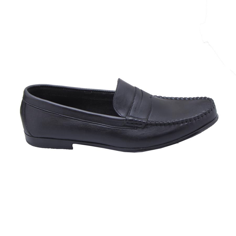 Belt Detail Leather Loafers - Black