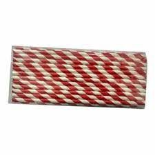 100pcs Red & White Strips Party & Events Paper Straws
