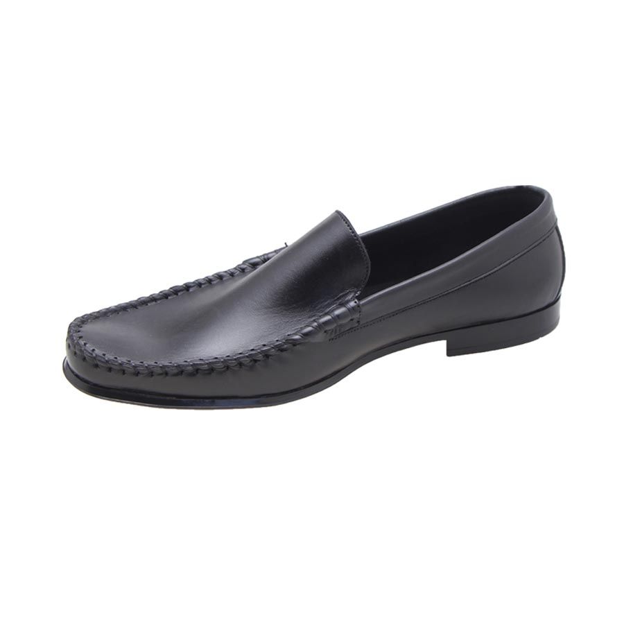 Plain Leather Loafers - Black