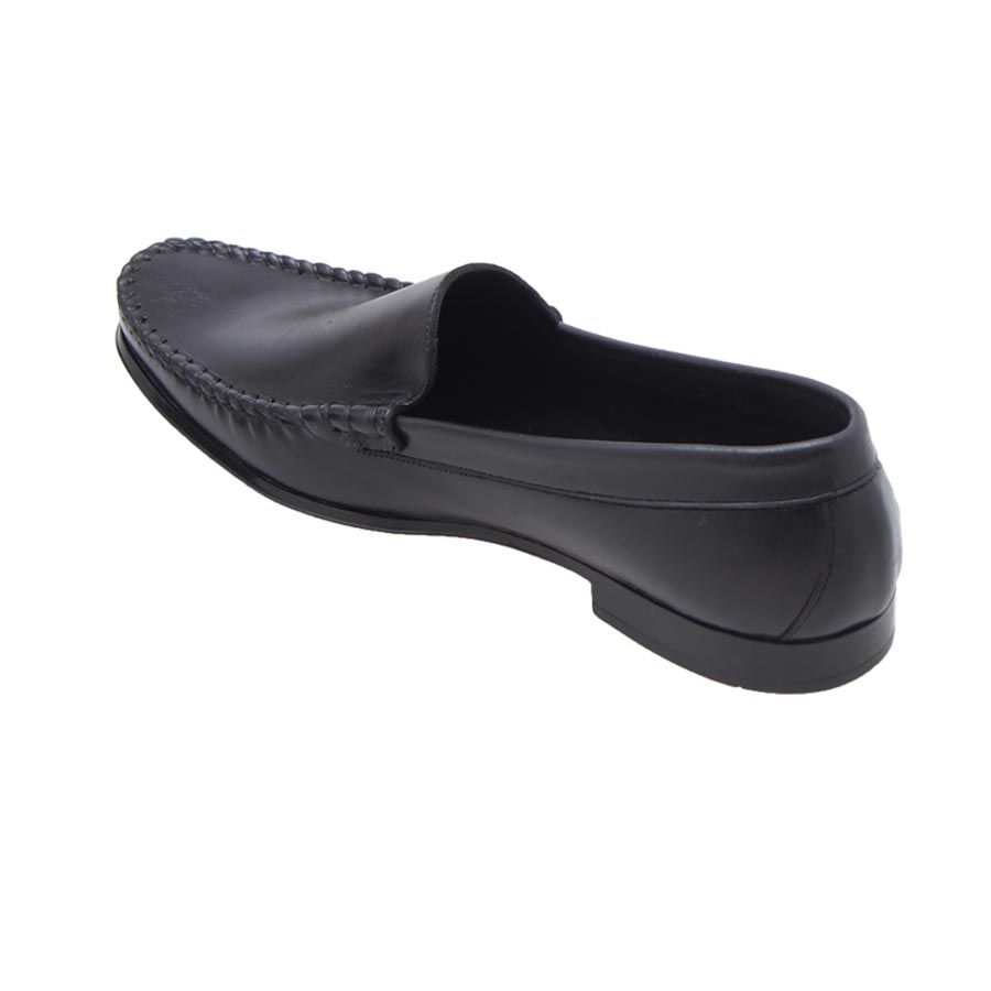Plain Leather Loafers - Black