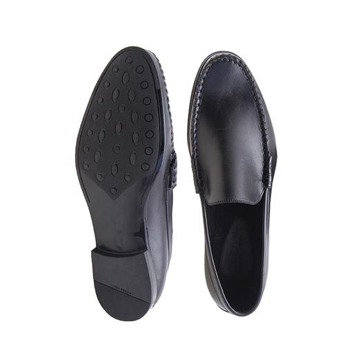 Plain Leather Loafers - Black