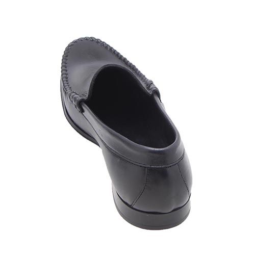 Plain Leather Loafers - Black
