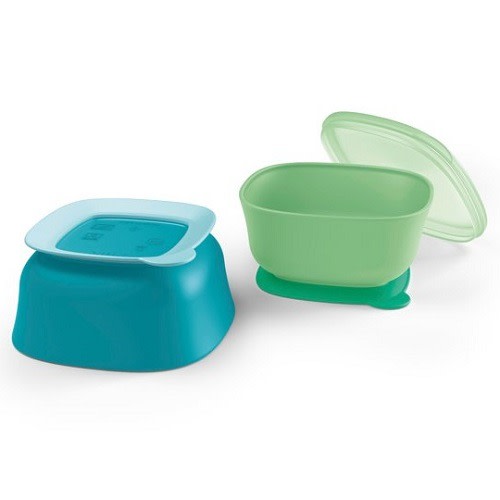 B.P.A Free Sunction Baby Bowl With Lid - 2 Pack - Assorted Colors
