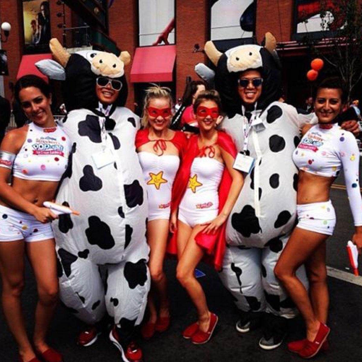 Adult Inflatable Cow Costume Animal Air Blowup Fancy Dress Halloween Outfit Suit