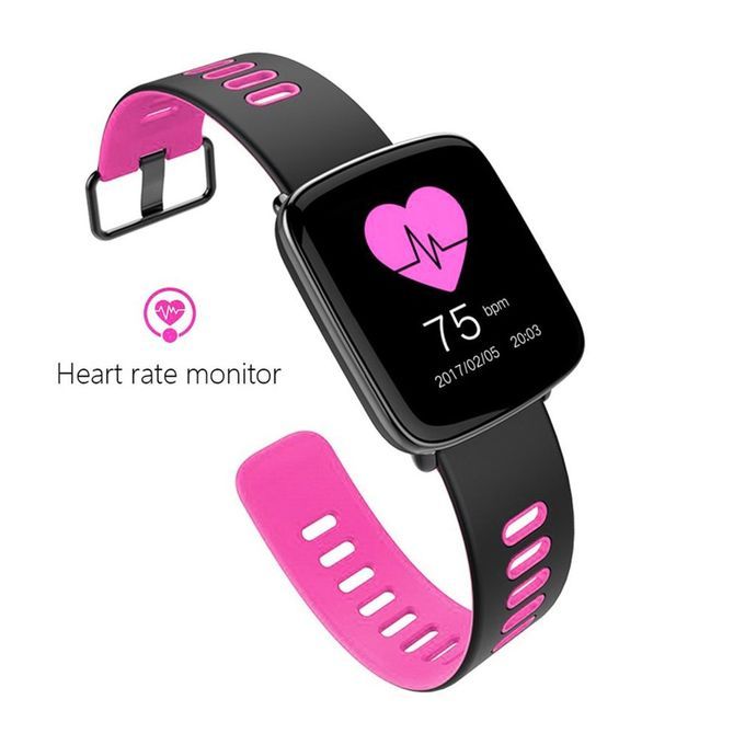 Smart Wat H Pedometer Reminder Remote  Amera Wristwat H Heart Rate Monitor-black&pink