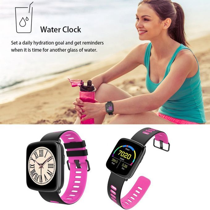Smart Wat H Pedometer Reminder Remote  Amera Wristwat H Heart Rate Monitor-black&pink