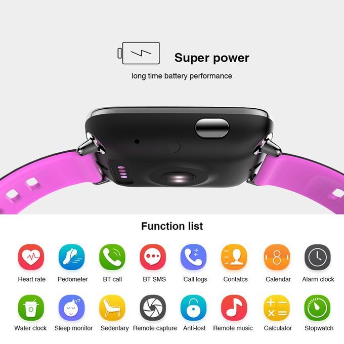 Smart Wat H Pedometer Reminder Remote  Amera Wristwat H Heart Rate Monitor-black&pink