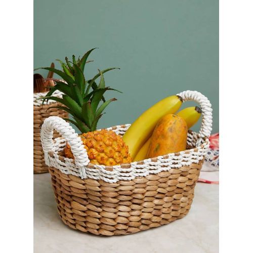 Handmade Abyad Rectangular Organizer Wicker Picnic Basket