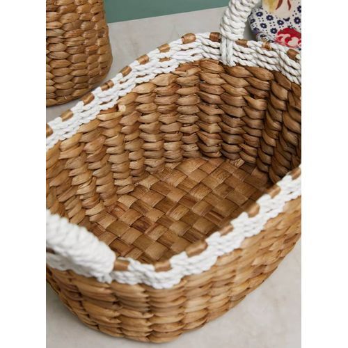 Handmade Abyad Rectangular Organizer Wicker Picnic Basket