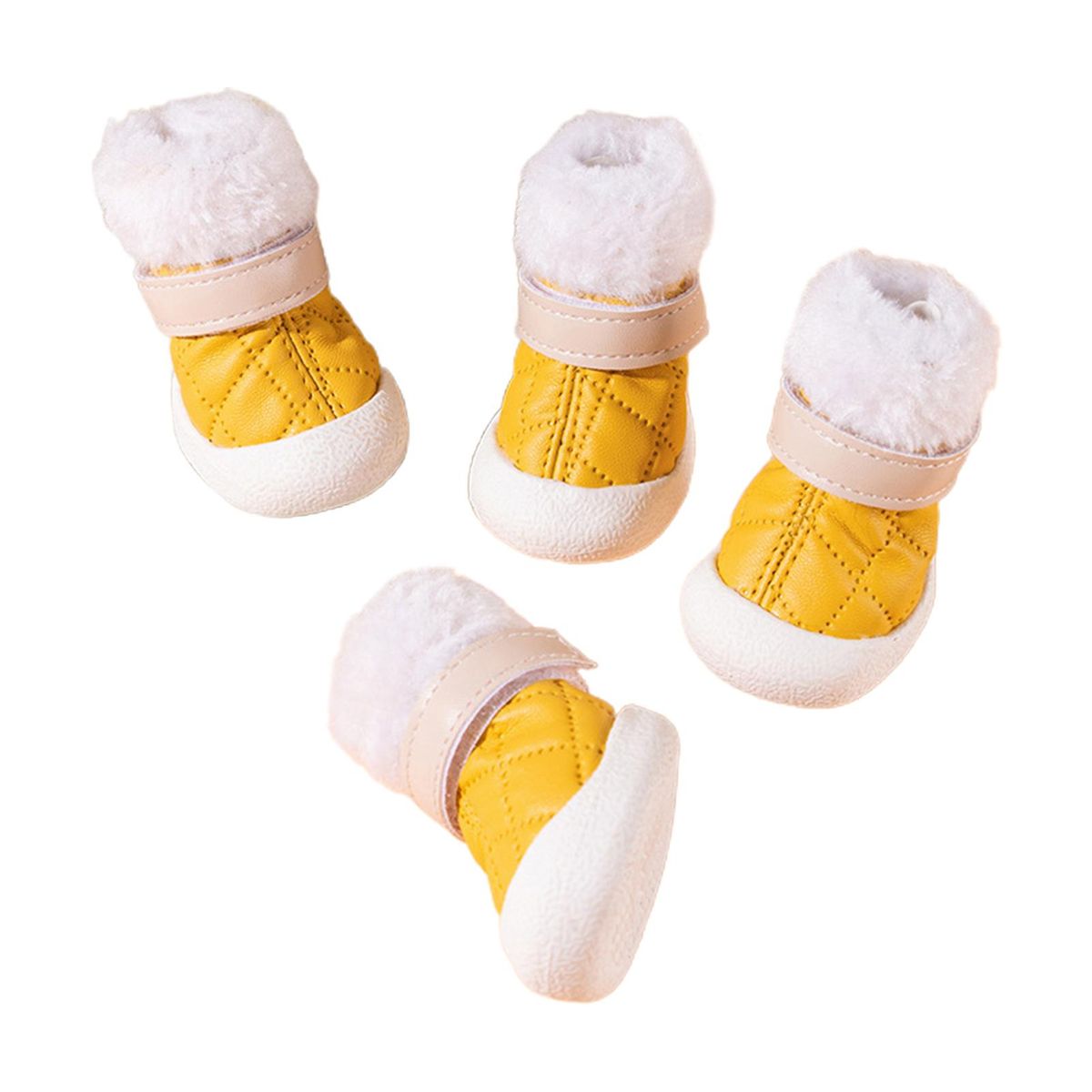 4Pcs Pet Booties Puppy Snow Anti-slip Boots Pet Paw Protector Yellow