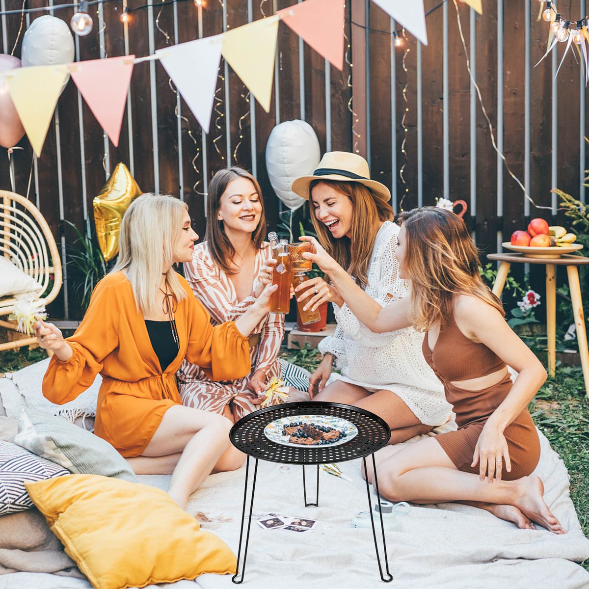 Outdoor Picnic Table Folding Round Table For Garden Camping