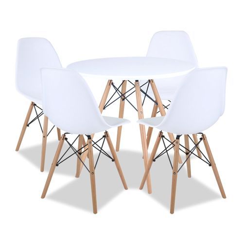 Outdoor/Indoor Round Table With Beechwood Leg- White