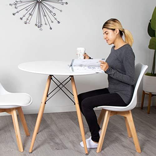 Outdoor/Indoor Round Table With Beechwood Leg- White