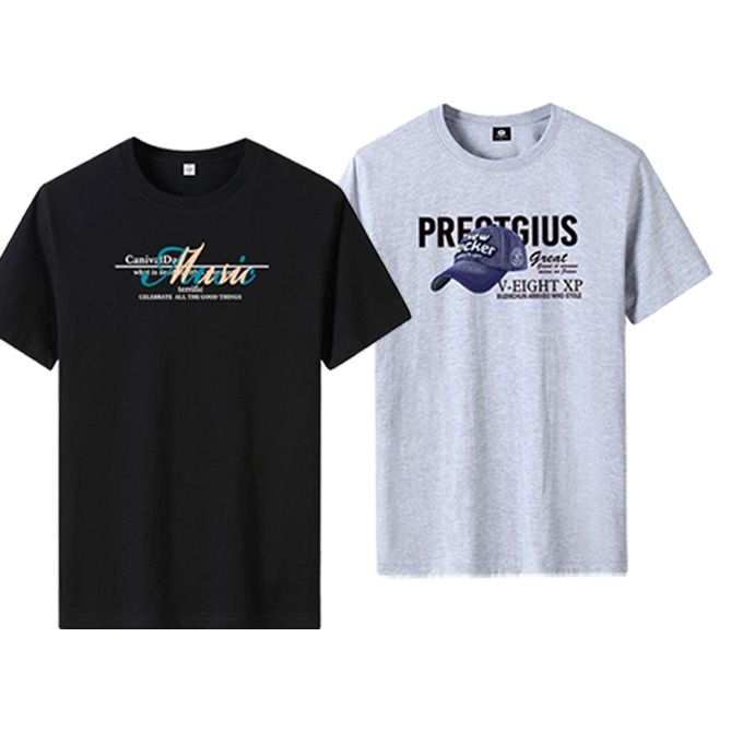4 Pcs Shirts Men's Summer Short Sleeve Printed Men T-shirt