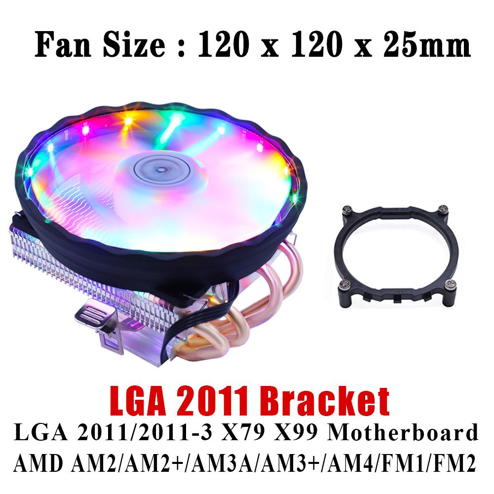 4 Heatpipes CPU Radiator Cooler 120mm RGB Low Profile Fan PWM Ventilador LGA 2011 Bracket