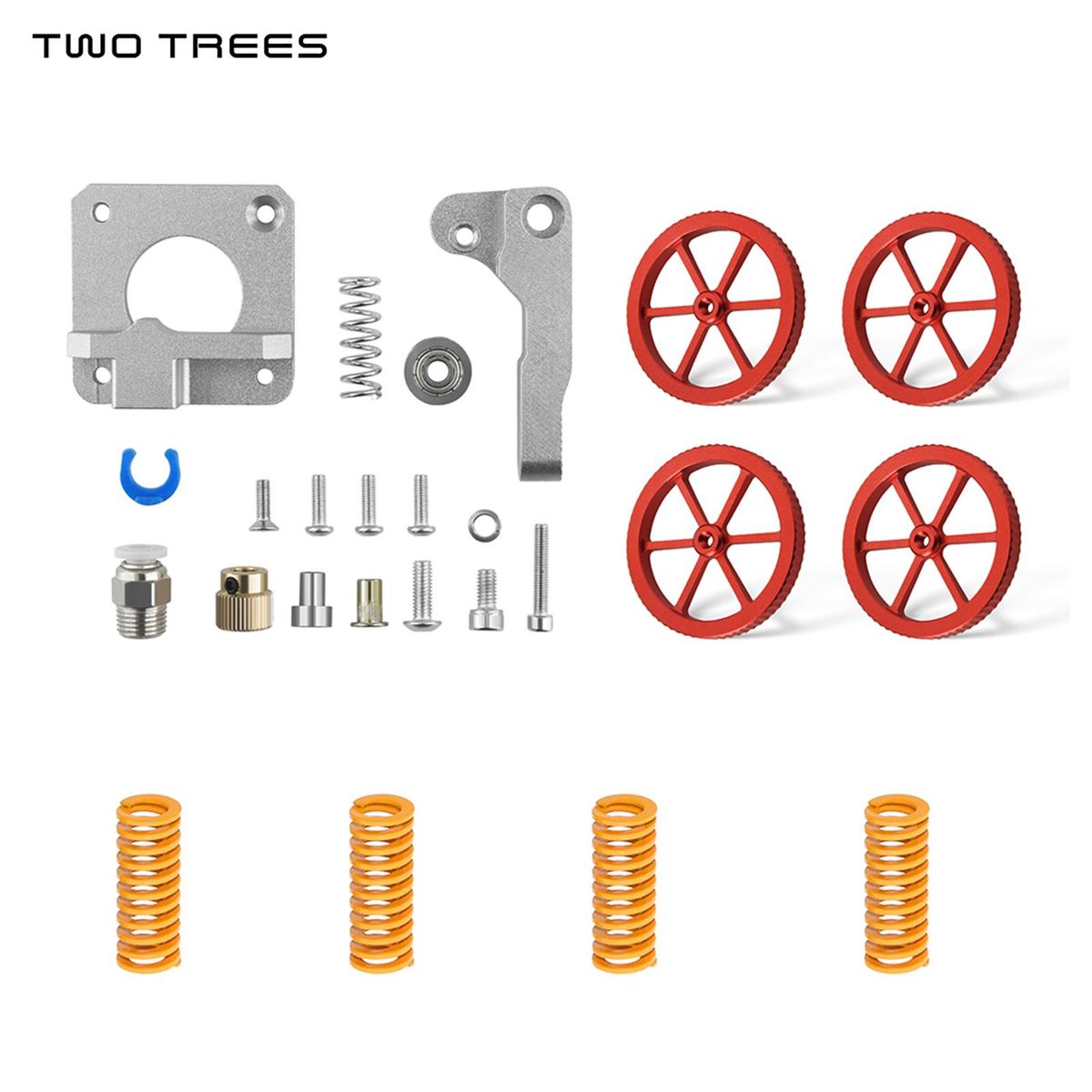 TWO TREES 3D Printer Parts & Accessories Upgraded All Metal Extruder and 4PCS Hand Twist Leveling Nut Diameter 60mm with 4pcs Heated Bed Springs for Creality Ender-3/Ender-3 Pro/ CR-10 Series 3D Printer