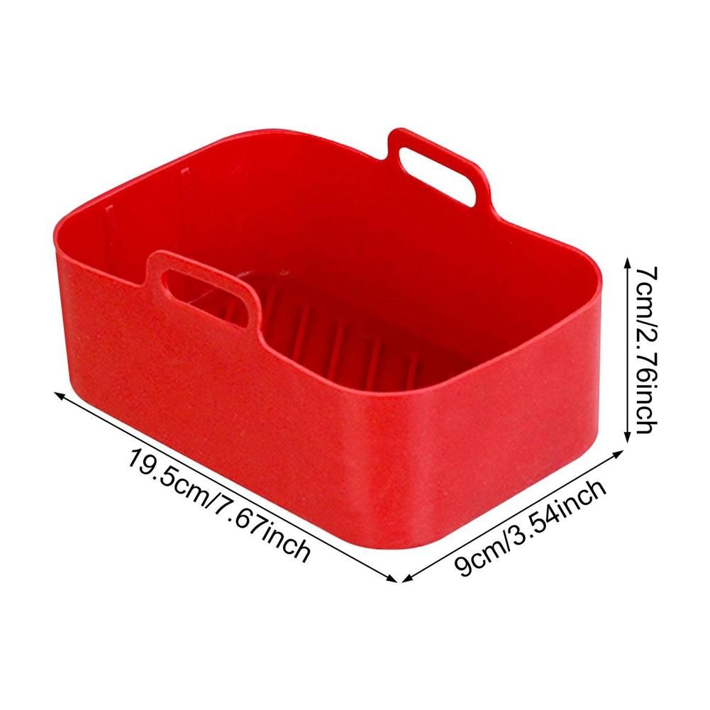 2Pcs Air Fryer Silicone Pot for 8 Quart Dual Zone Air Fryer, Reusable Silicone Frying Baskets Air Fryer Liners Red