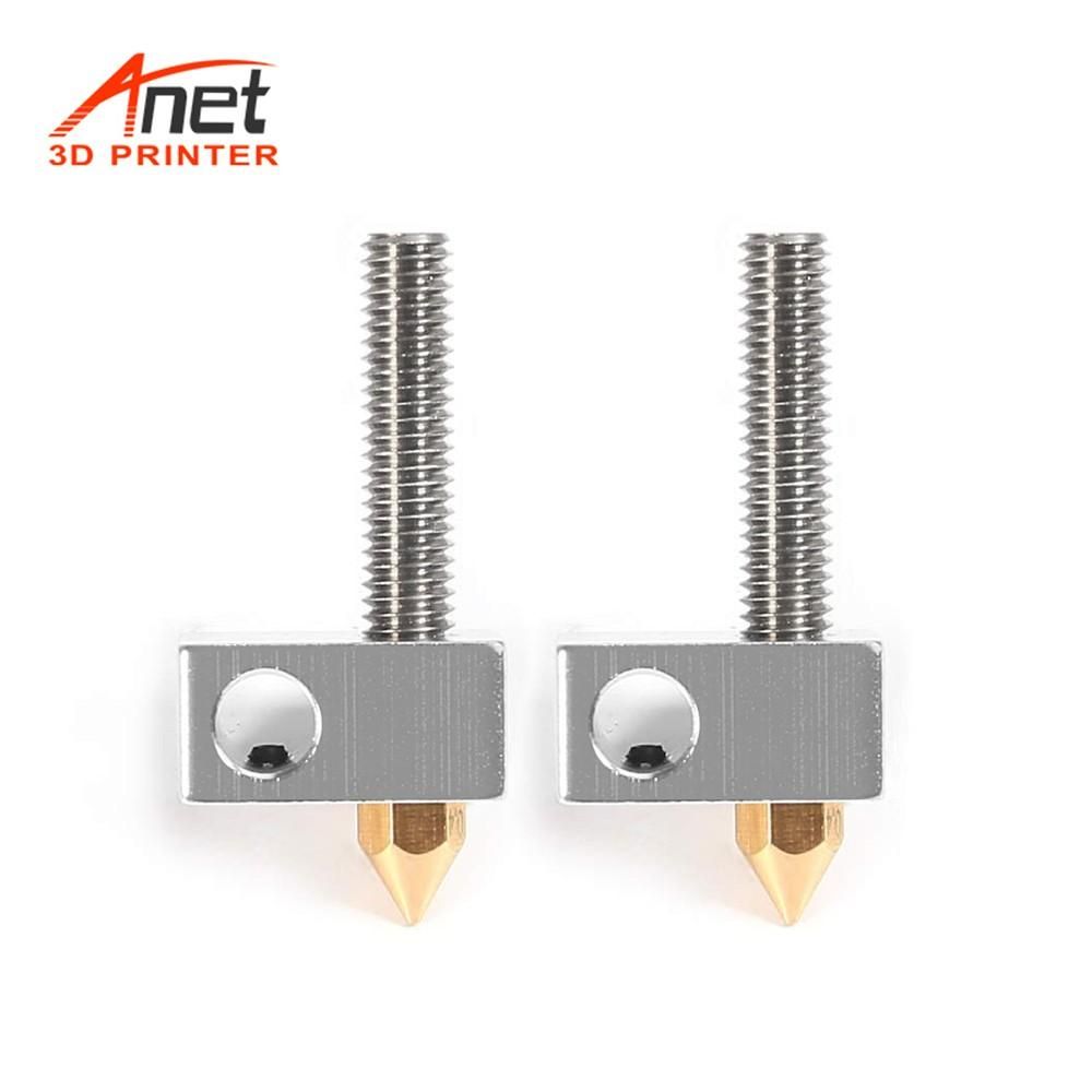 Anet  15Pcs/Pack 0.4mm Brass Nozzle Extruder Print Head + Heater Block Hotend + 1.75mm Throat Tubes Pipes for Anet A8 A6 Ender 3 3D Printer Accessories