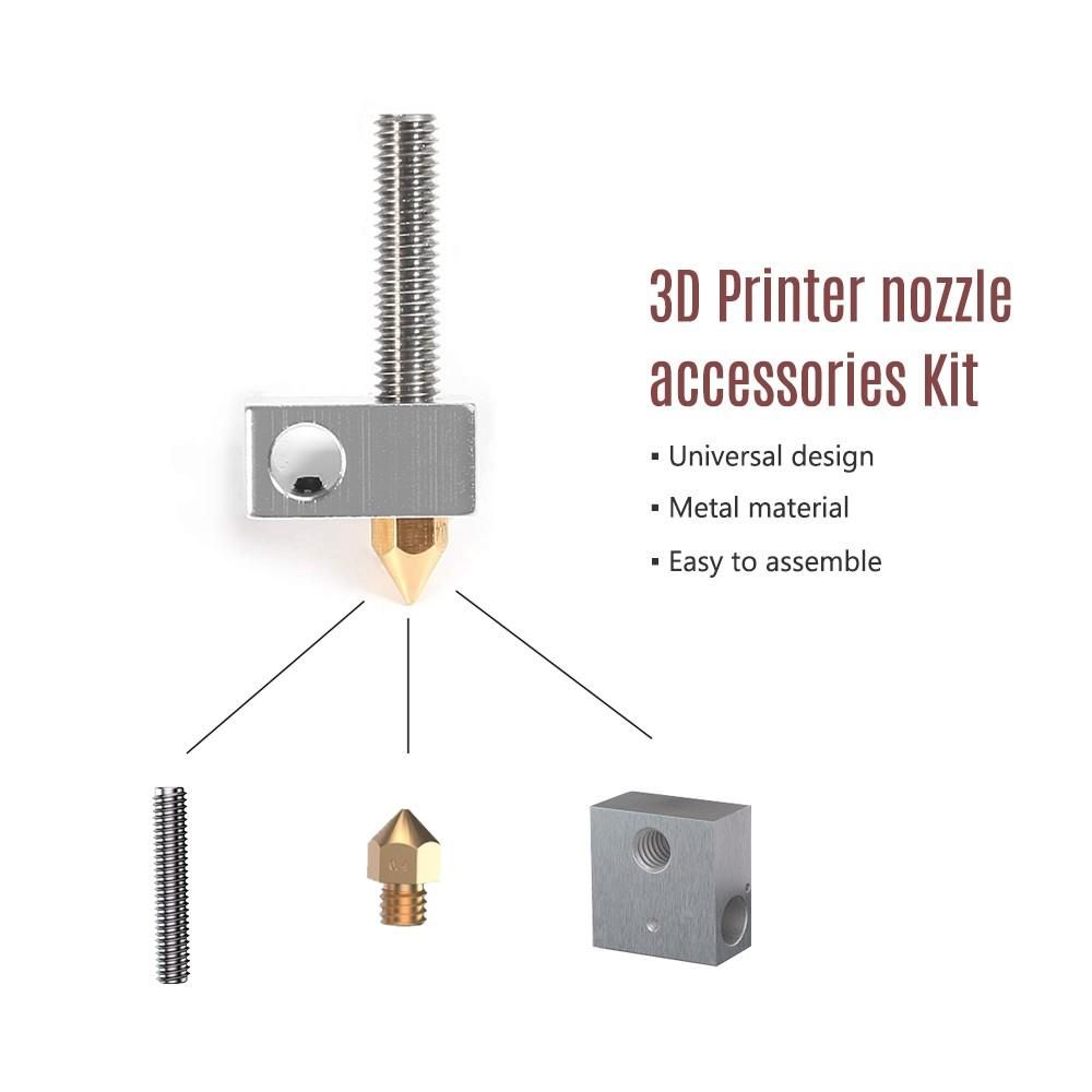Anet  15Pcs/Pack 0.4mm Brass Nozzle Extruder Print Head + Heater Block Hotend + 1.75mm Throat Tubes Pipes for Anet A8 A6 Ender 3 3D Printer Accessories