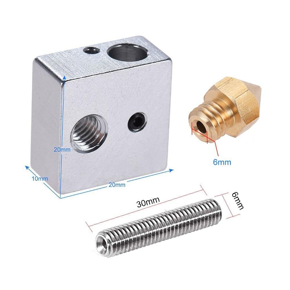Anet  15Pcs/Pack 0.4mm Brass Nozzle Extruder Print Head + Heater Block Hotend + 1.75mm Throat Tubes Pipes for Anet A8 A6 Ender 3 3D Printer Accessories