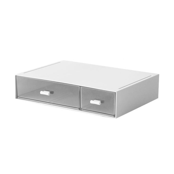 Desktop Drawer Storage Box Bathroom Supplies Organizer White 2 Grid
