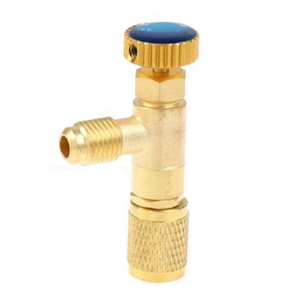 Air Conditioning Refrigerant Safety Valve R410A R22 1/4 inch Refrigeration Charging Safety Liquid Adapter Hand Tool,C