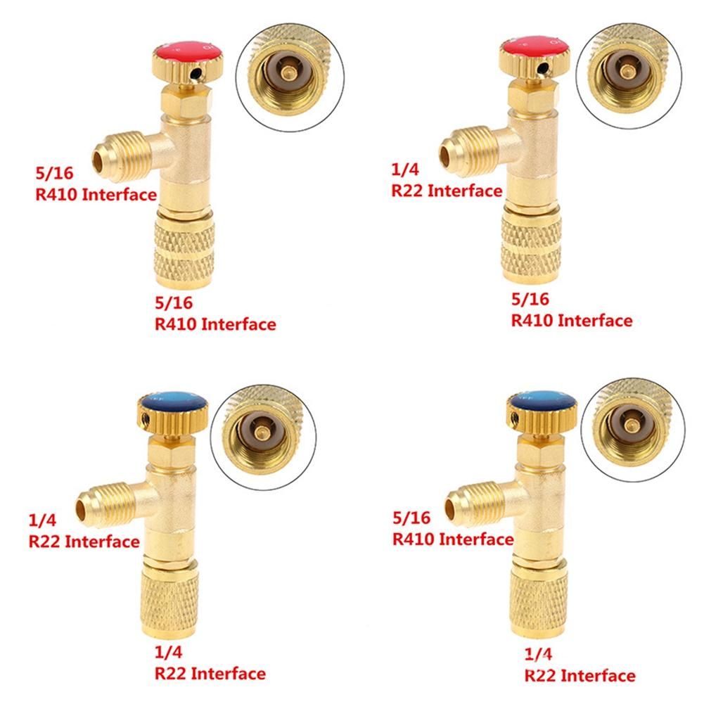 Air Conditioning Refrigerant Safety Valve R410A R22 1/4 inch Refrigeration Charging Safety Liquid Adapter Hand Tool,C