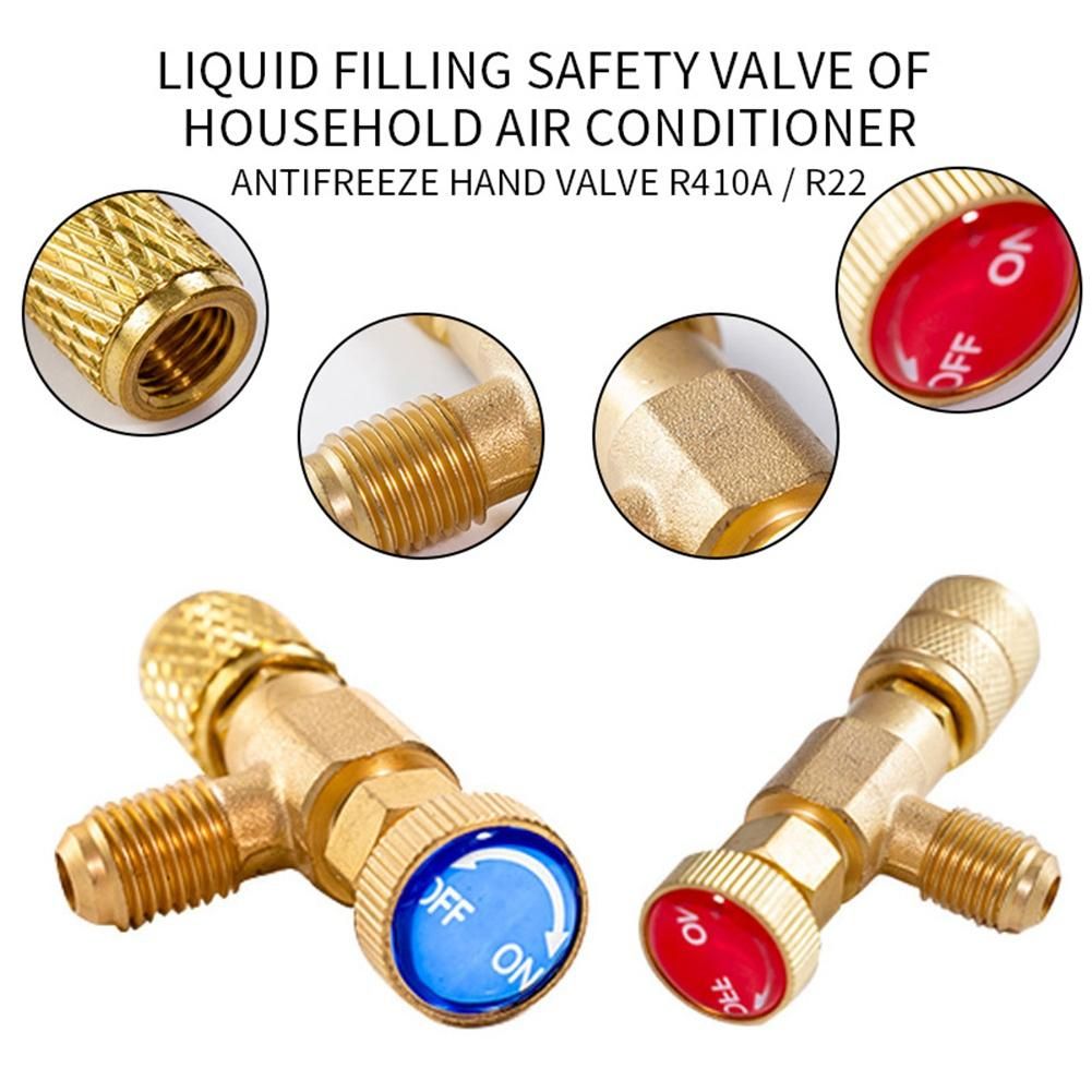 Air Conditioning Refrigerant Safety Valve R410A R22 1/4 inch Refrigeration Charging Safety Liquid Adapter Hand Tool,C