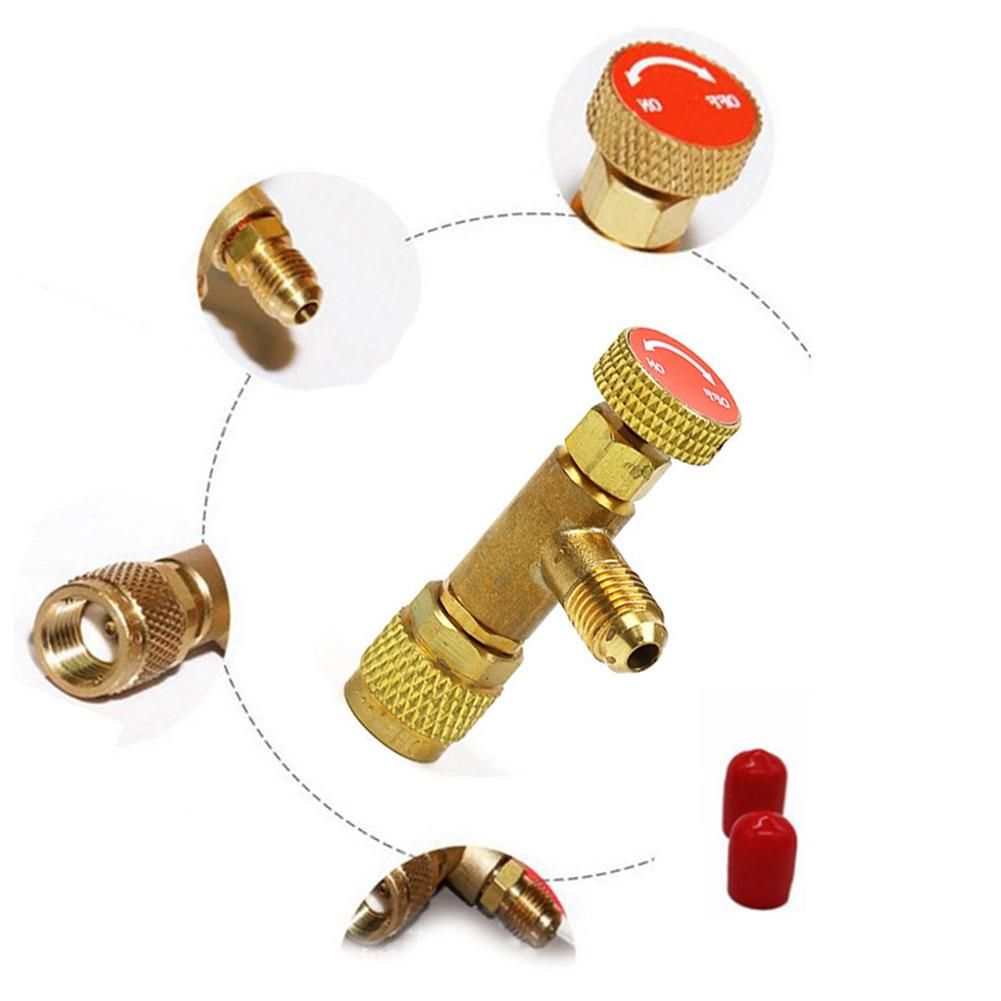 Air Conditioning Refrigerant Safety Valve R410A R22 1/4 inch Refrigeration Charging Safety Liquid Adapter Hand Tool,C