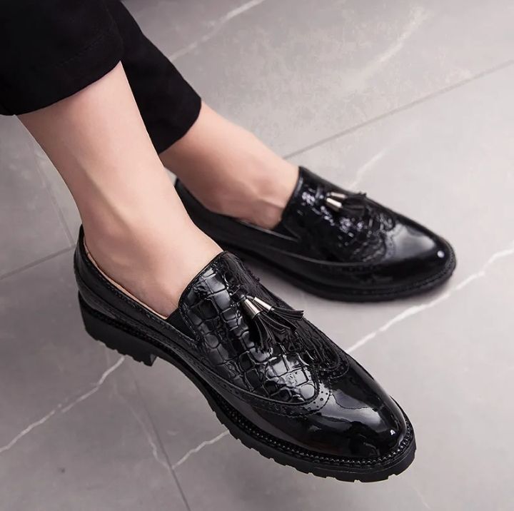 MENS BROGUE DESIGNERS TIE   SHOES BLACK
