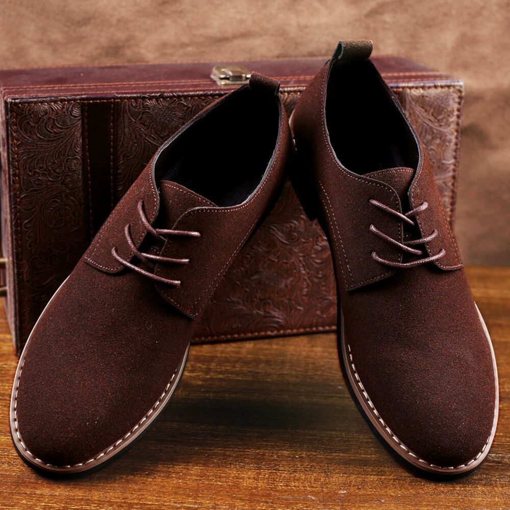 Formal Shoes For Men Suede Leather Shoes Business Wedding Footwear Brown
