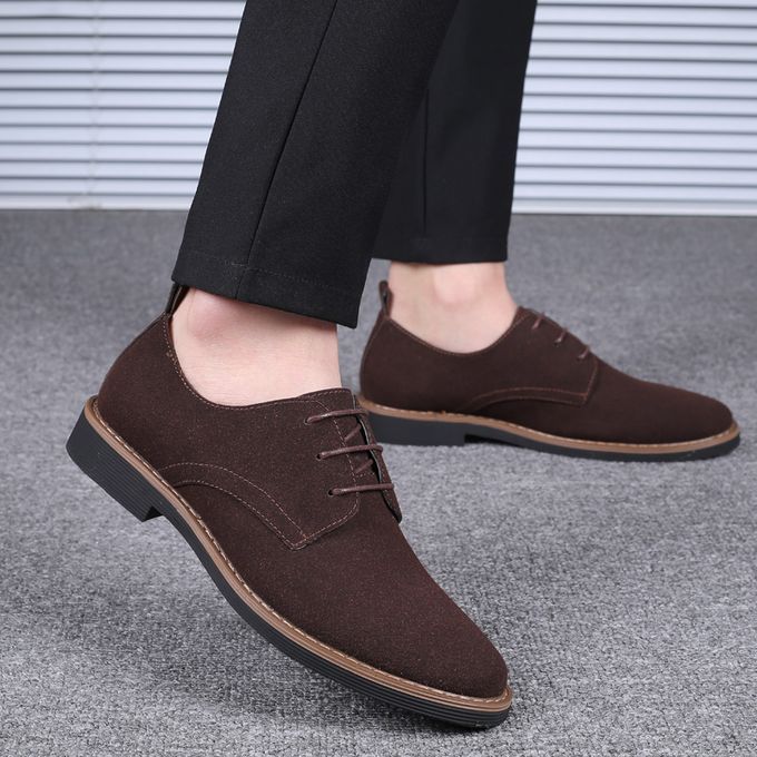 Formal Shoes For Men Suede Leather Shoes Business Wedding Footwear Brown