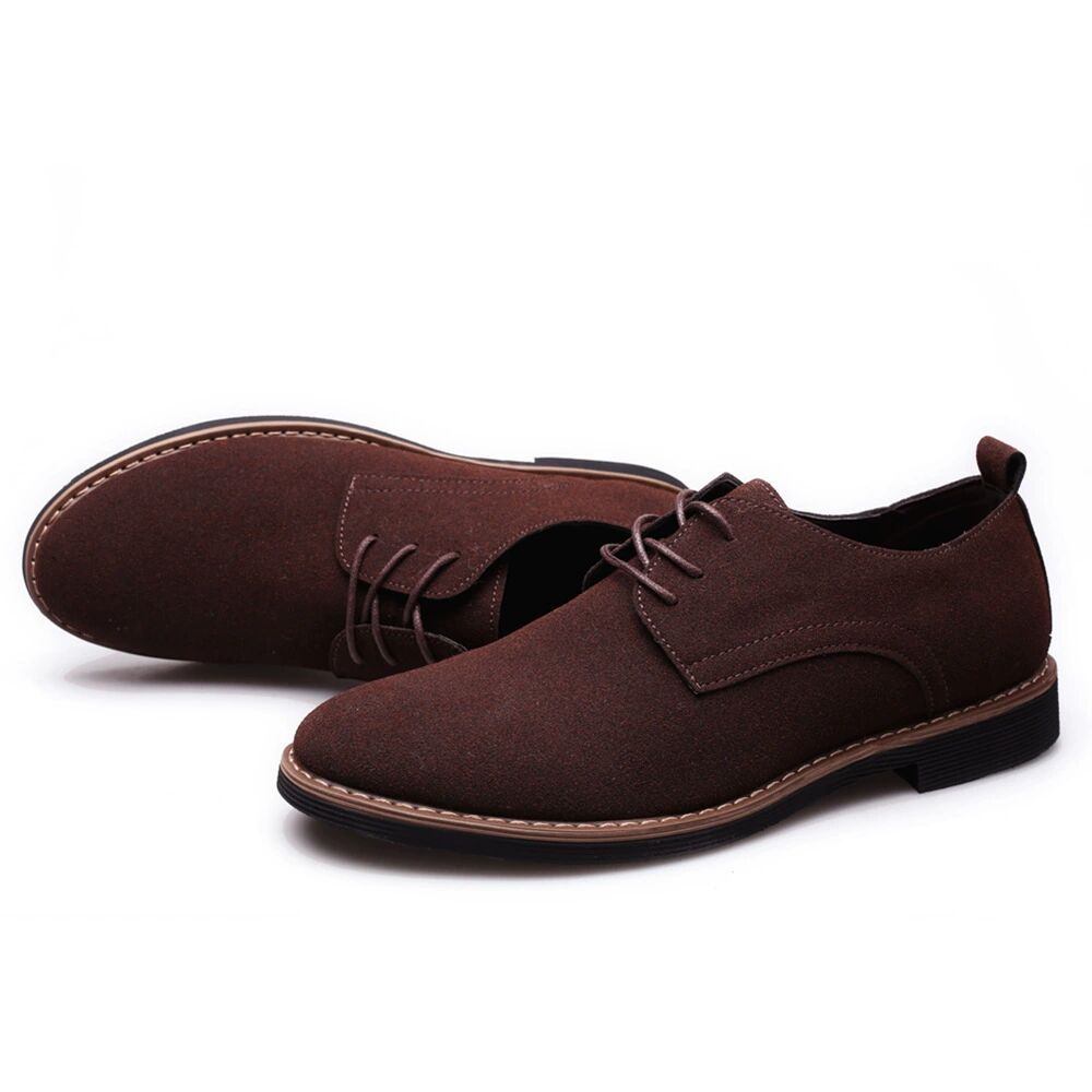 Formal Shoes For Men Suede Leather Shoes Business Wedding Footwear Brown