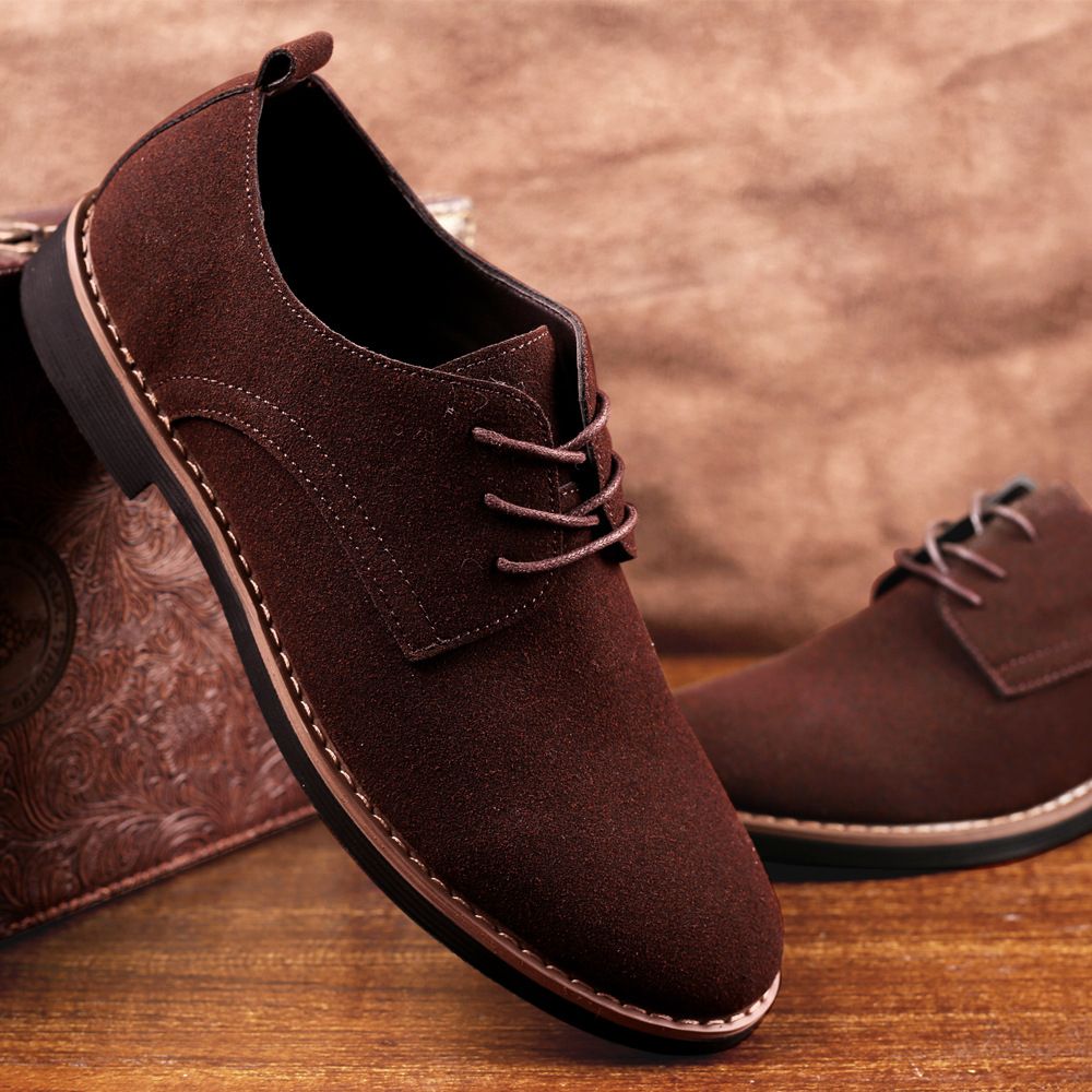 Formal Shoes For Men Suede Leather Shoes Business Wedding Footwear Brown