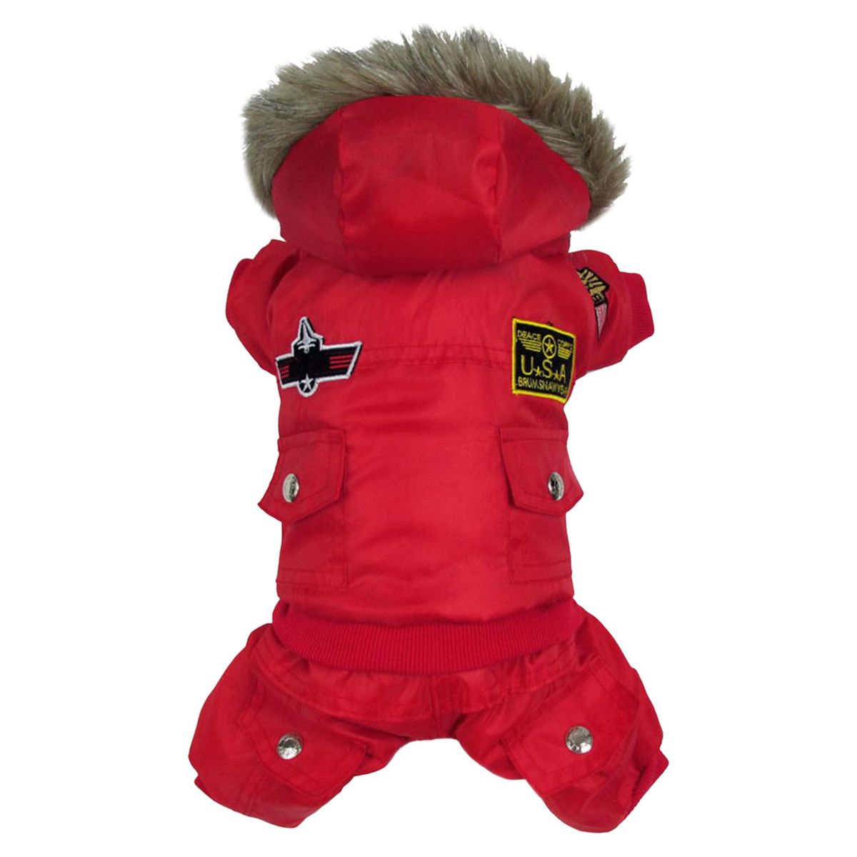 Dog Down Coat Four-legged Hoodie Winter Pet Dog Jacket Red