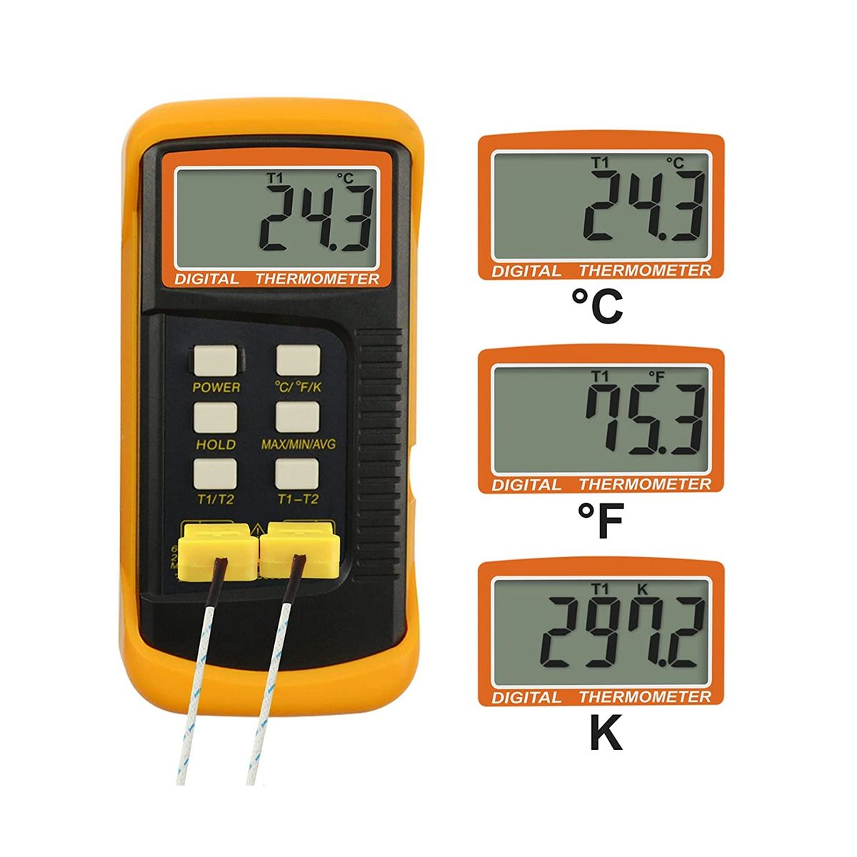 Digital K-Type Thermocouple Thermometer (-50-1300°C) with