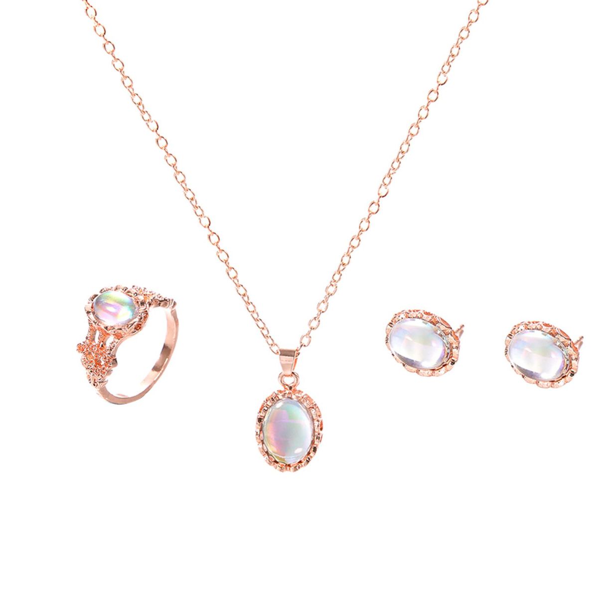 1 Set Earrings Ring Jewelry Set Exquisite Jewelry Set Rose Gold